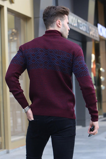 Claret Red Turtleneck Knitwear Sweater 5970