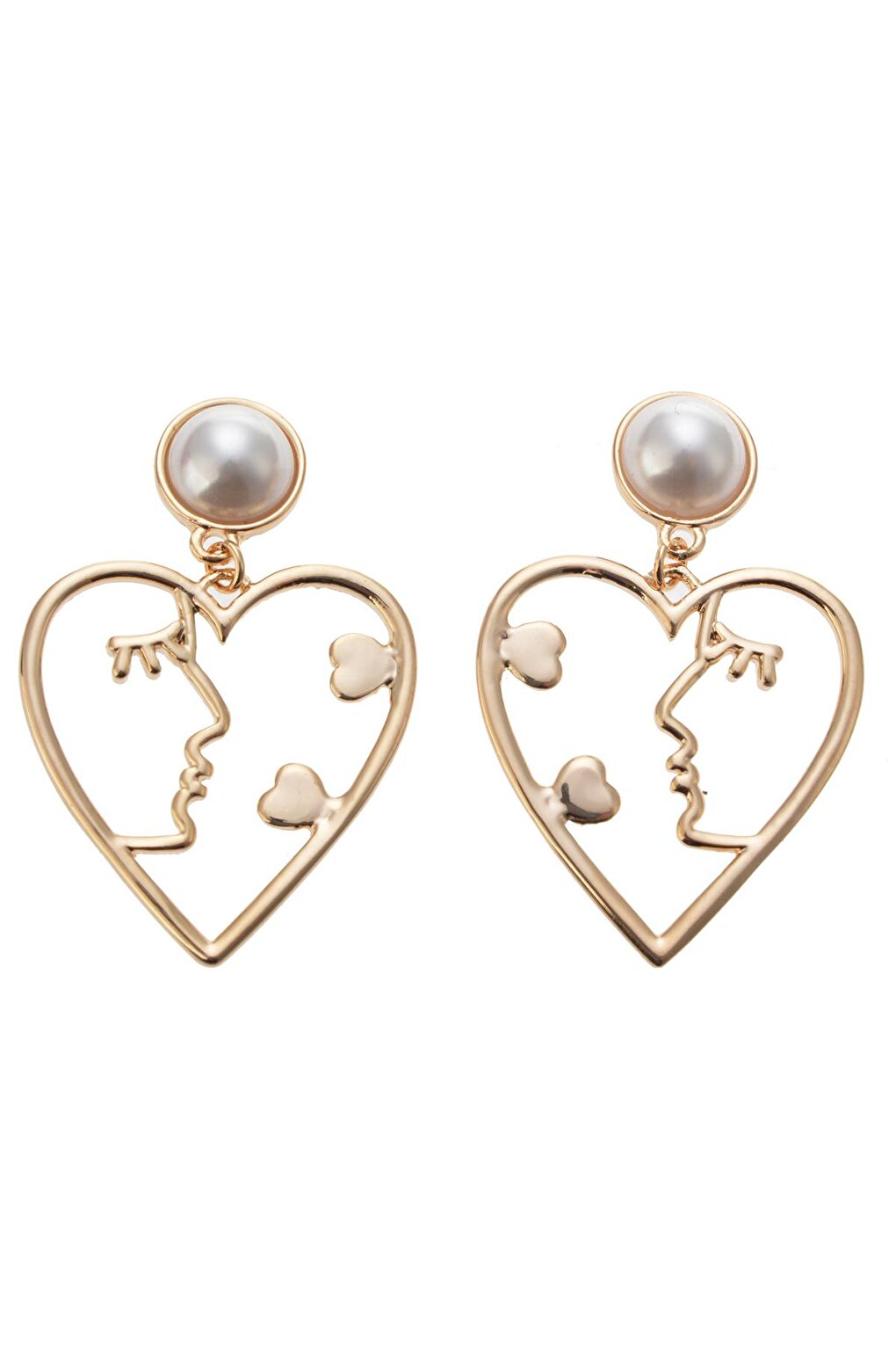 Heart and Face Shaped Earrings with Pearls