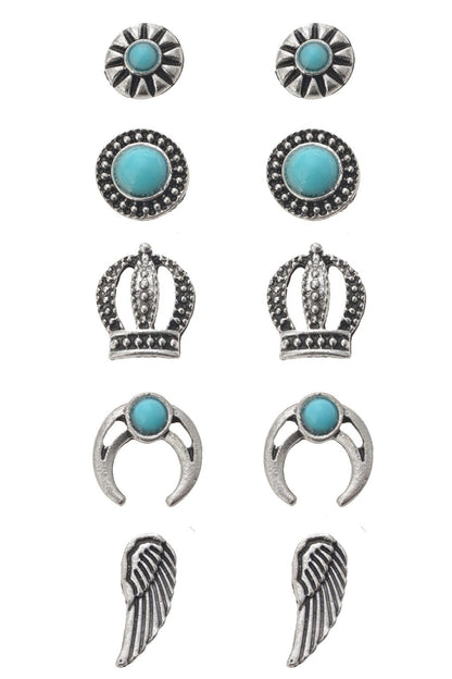 Multiple Turquoise Stone Earring Set