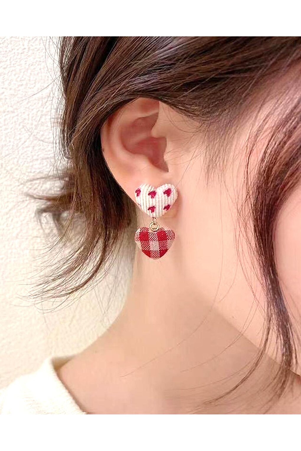 Plaid Heart Earrings