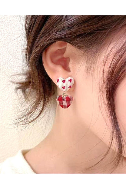 Plaid Heart Earrings