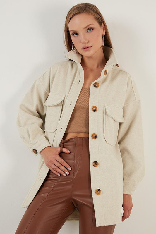 Oversize Winter Shirt Jacket with Pockets 42190456