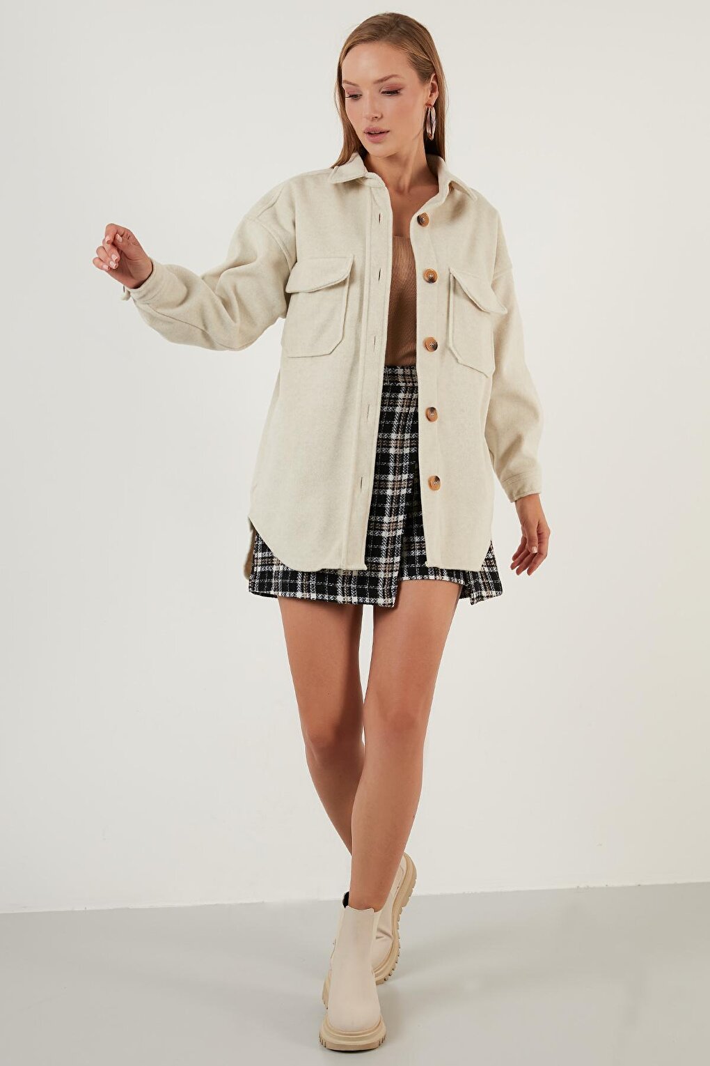 Oversize Winter Shirt Jacket with Pockets 42190456