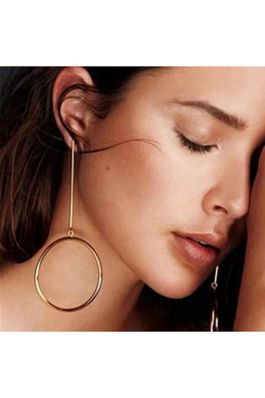 Long Stick Circle Earrings