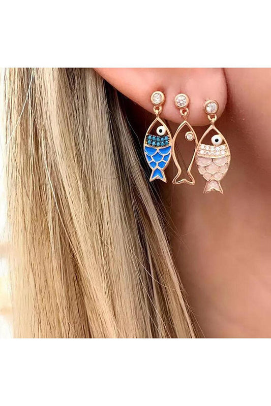 Triple Fishes Earring