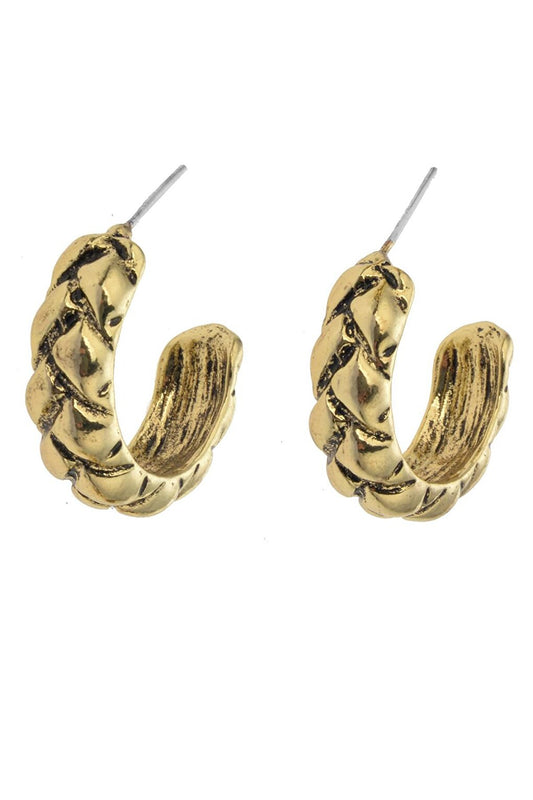 Braided Antique Gold Hoop Earrings