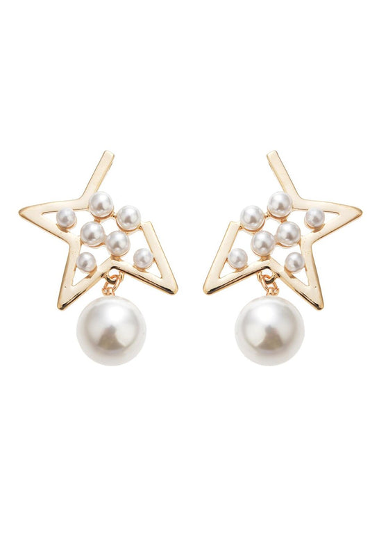 Half Star Earrings with Pearls