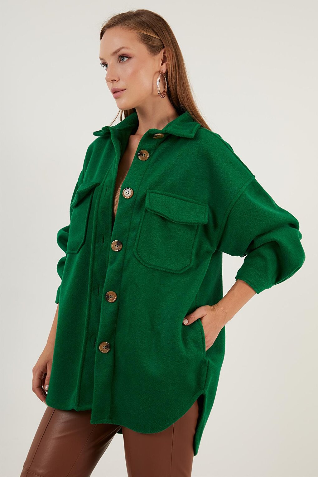 Oversize Winter Shirt Jacket with Pockets 42190456