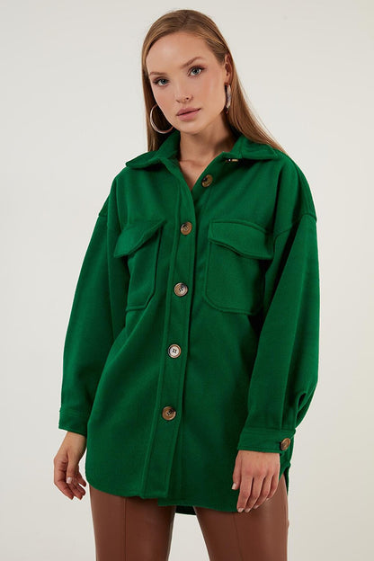 Oversize Winter Shirt Jacket with Pockets 42190456