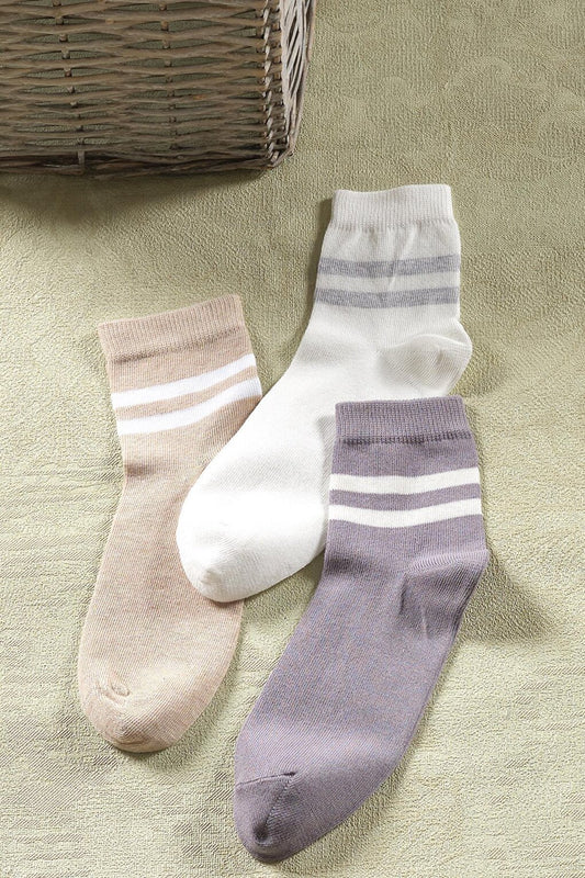 3 Pairs Unisex Striped Long Socks | Extra Soft Unisex Cotton Socks