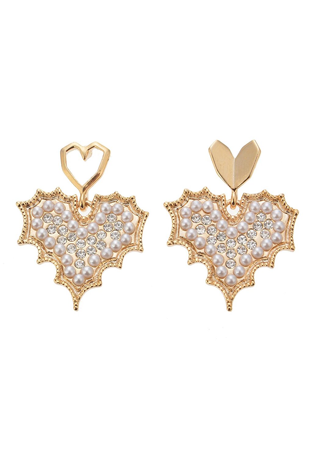 Pearl and Crystal Heart Earrings