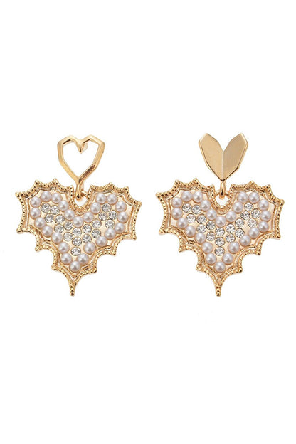 Pearl and Crystal Heart Earrings