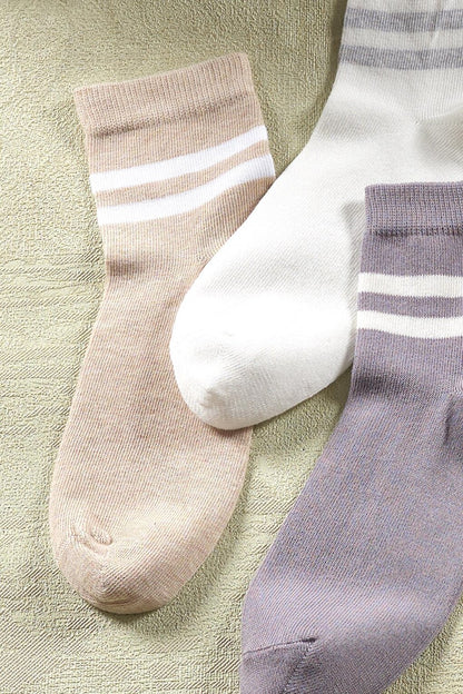 3 Pairs Unisex Striped Long Socks | Extra Soft Unisex Cotton Socks