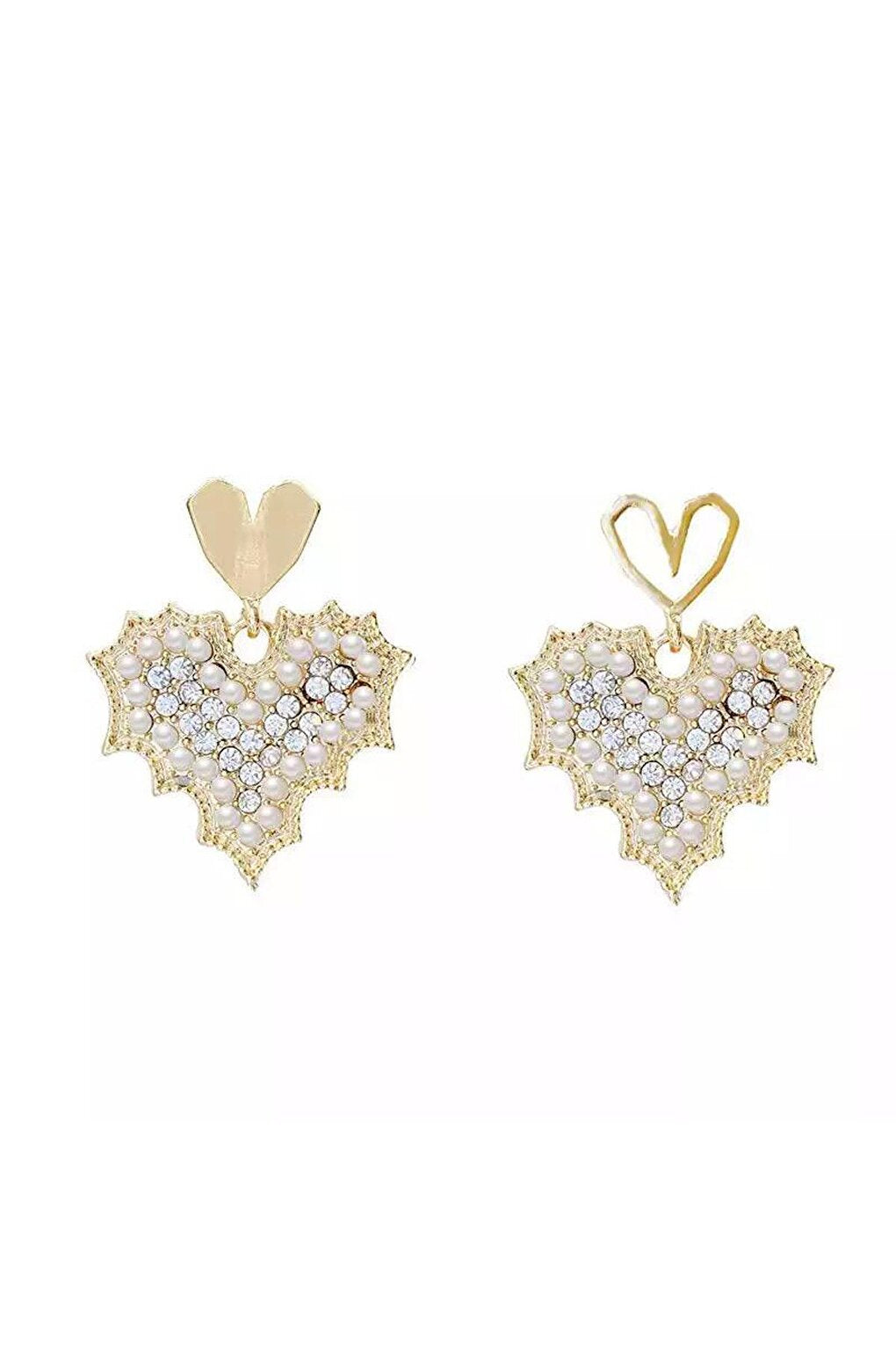 Pearl and Crystal Heart Earrings