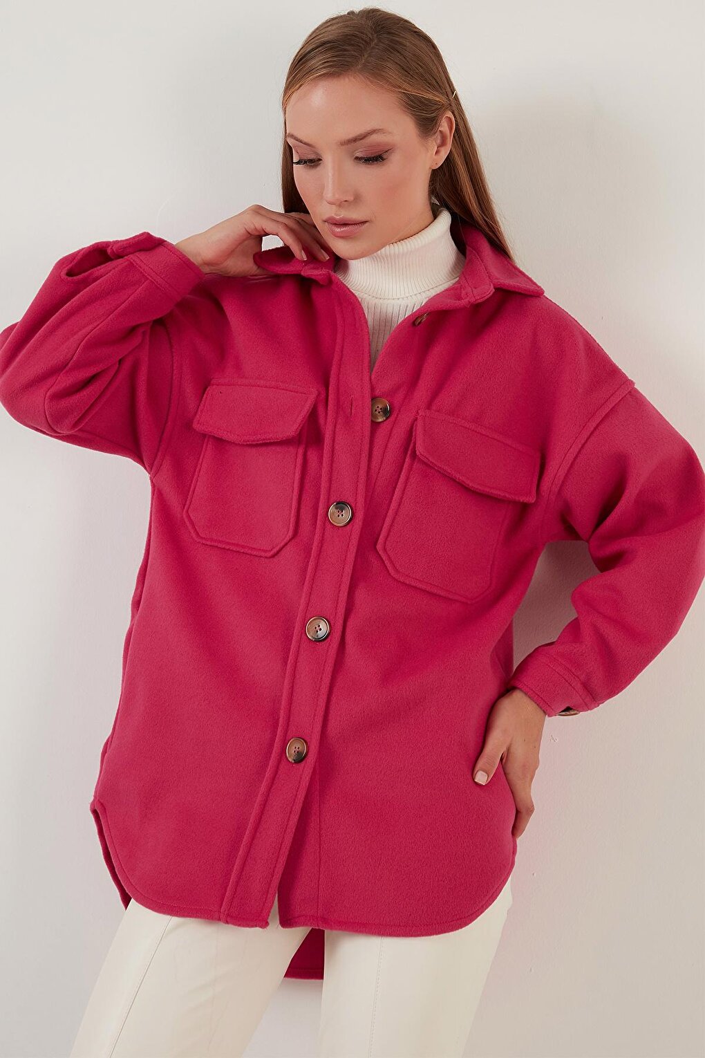 Oversize Winter Shirt Jacket with Pockets 42190456