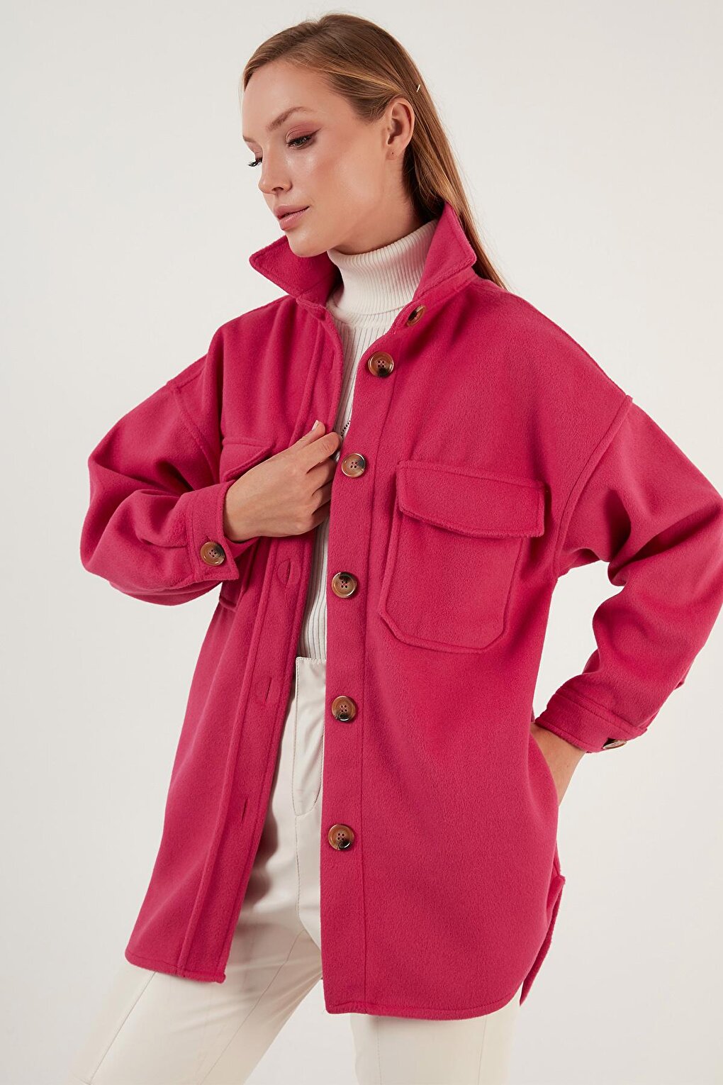 Oversize Winter Shirt Jacket with Pockets 42190456