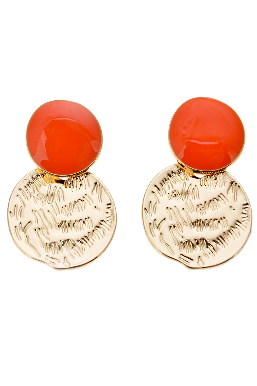 Orange Stone Gold Plate Earrings