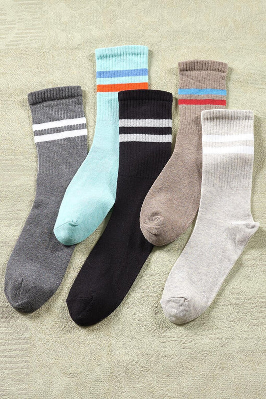 5 Pairs Unisex Long Socks | Stripe Pattern Extra Soft Unisex Cotton Socks