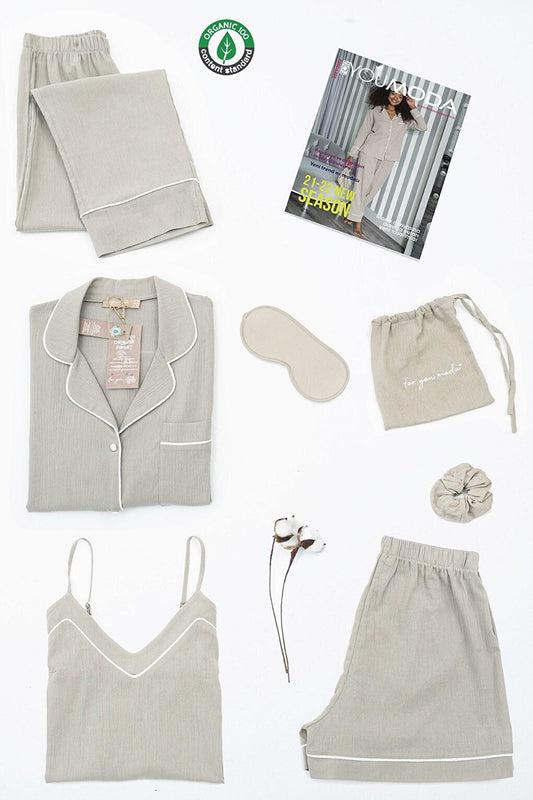 Organic 7-Piece White Pijama Set Stone