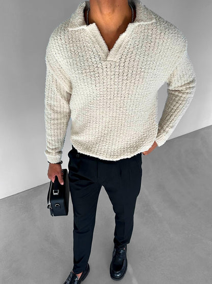 Oversize Soft Textured Knitted Sweater Cream