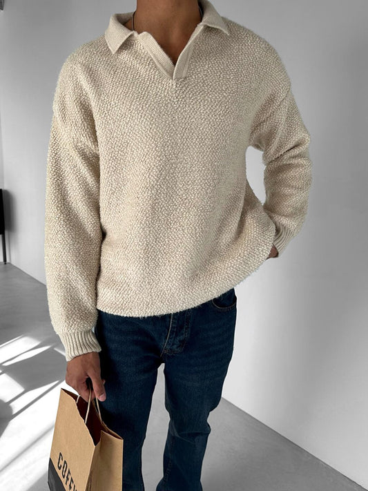 Oversize Textured Sweater Beige