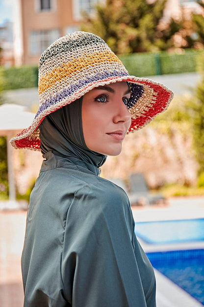 Ecru Color Braided Straw Hat 11507