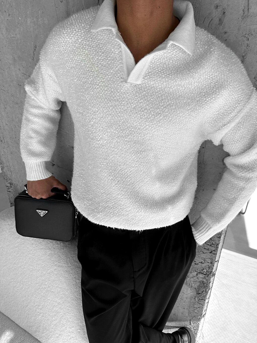 Oversize Textured Sweater White