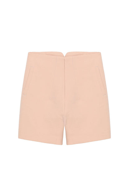 Dart Detailed Mini Shorts Beige