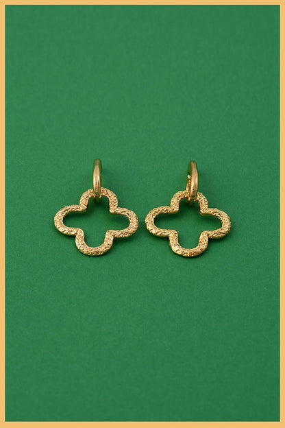 Gold Plated Clover Shaped Dangle Earrings