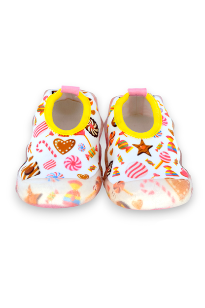 Candy Patterned White Girl's Anti-Slip Sole Sea Shoes-F-7021