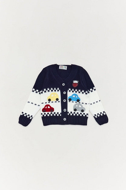 Boy's Knitwear Cardigan with Car