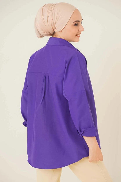 Women's Hijab Purple Wide Fit Long Basic Shirt HZL24W-BD139001