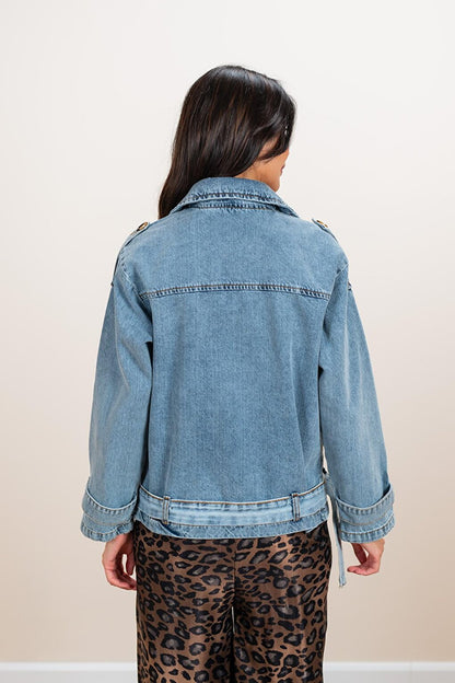 Women's Indigo Denim Bomber Jacket