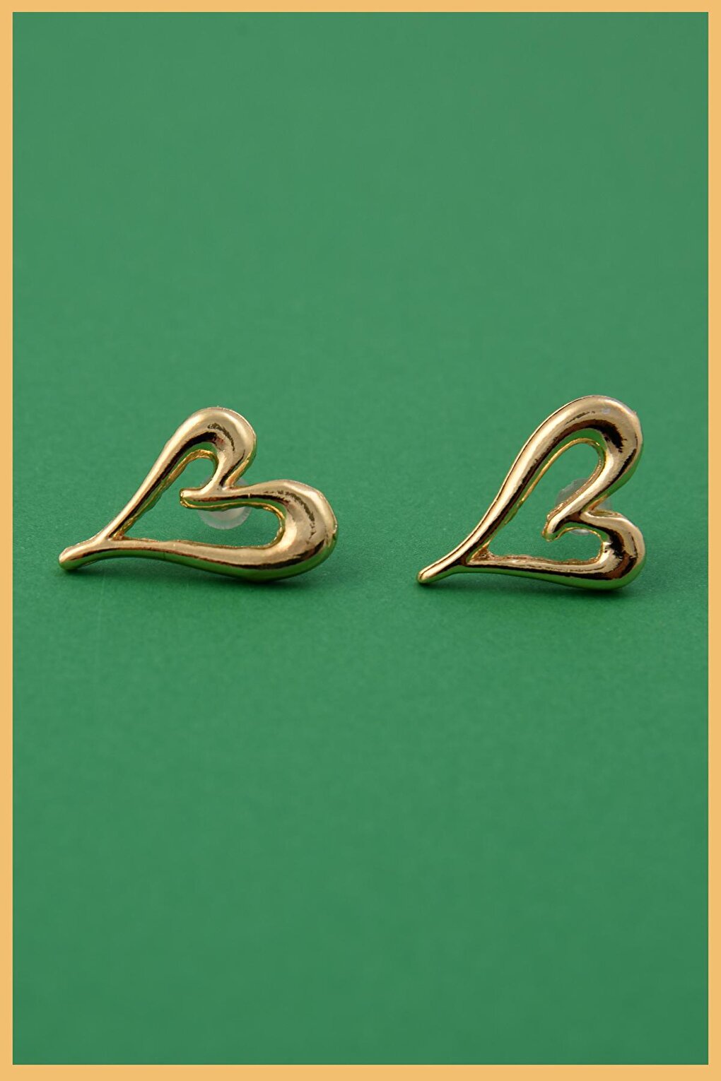 Gold Plated Asymmetrical Heart Earring Set