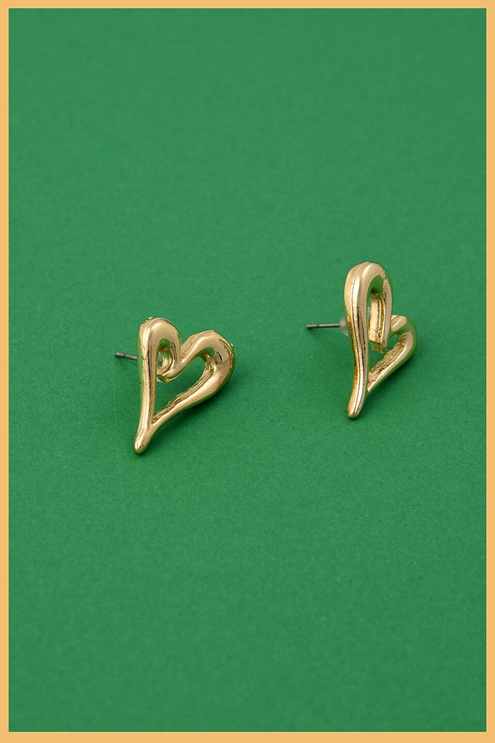 Gold Plated Asymmetrical Heart Earring Set