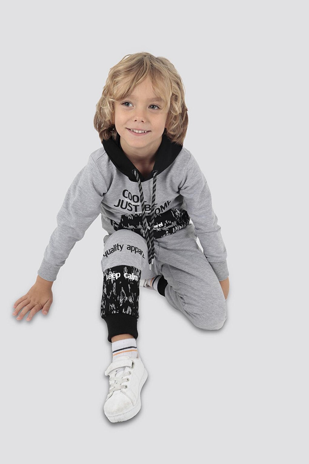 Kids Men's Cool Printed Tracksuit Hooded Elastic Tight Leg Ak15015