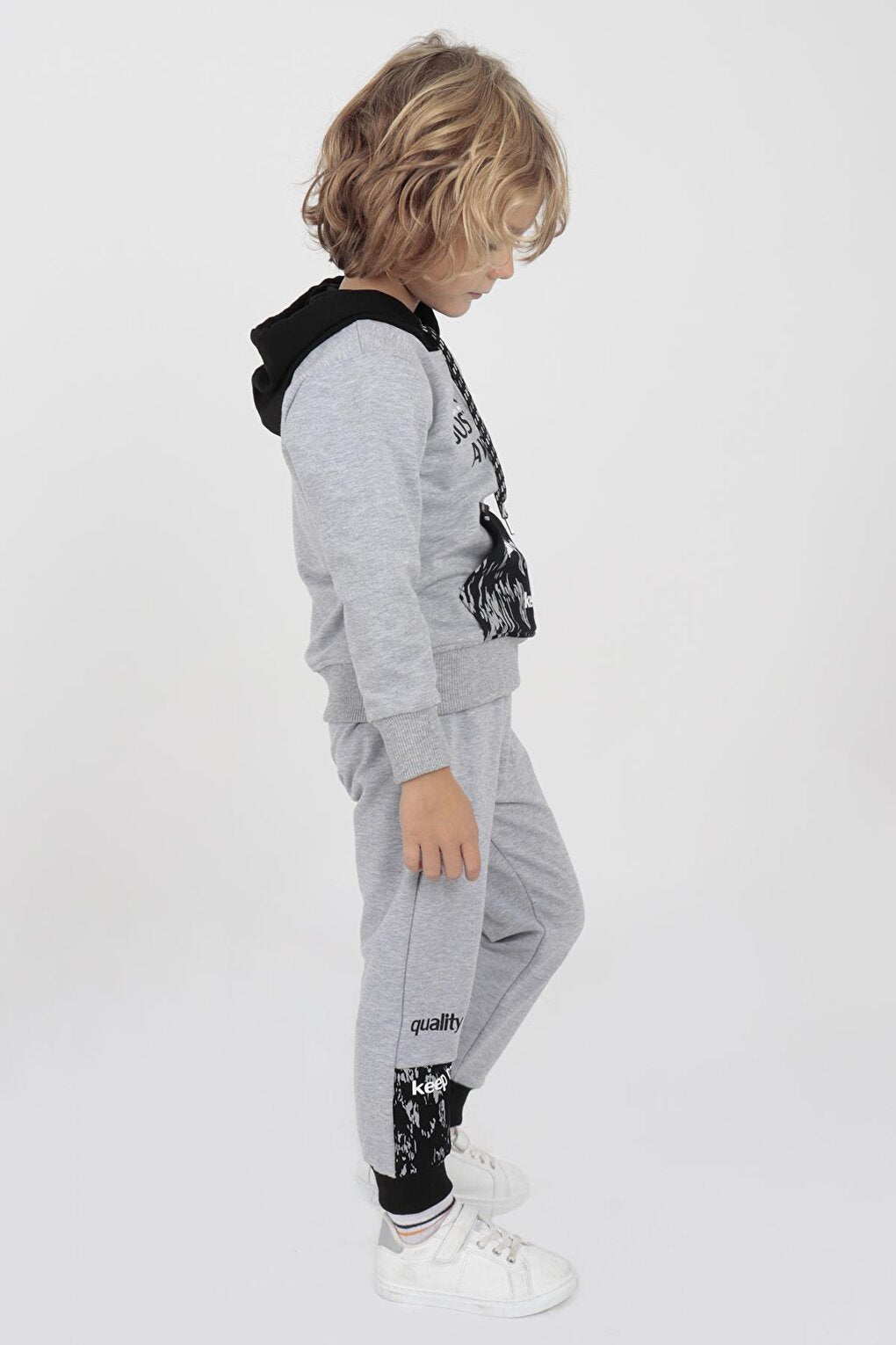 Kids Men's Cool Printed Tracksuit Hooded Elastic Tight Leg Ak15015