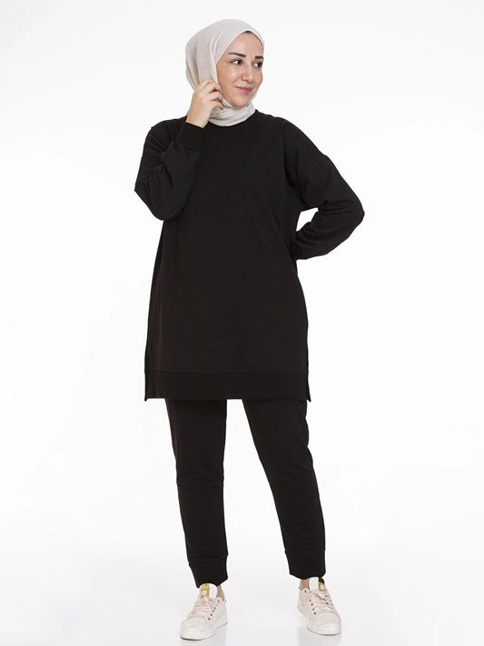 Crew Neck Plain Long Sleeve Women's Tunic N001