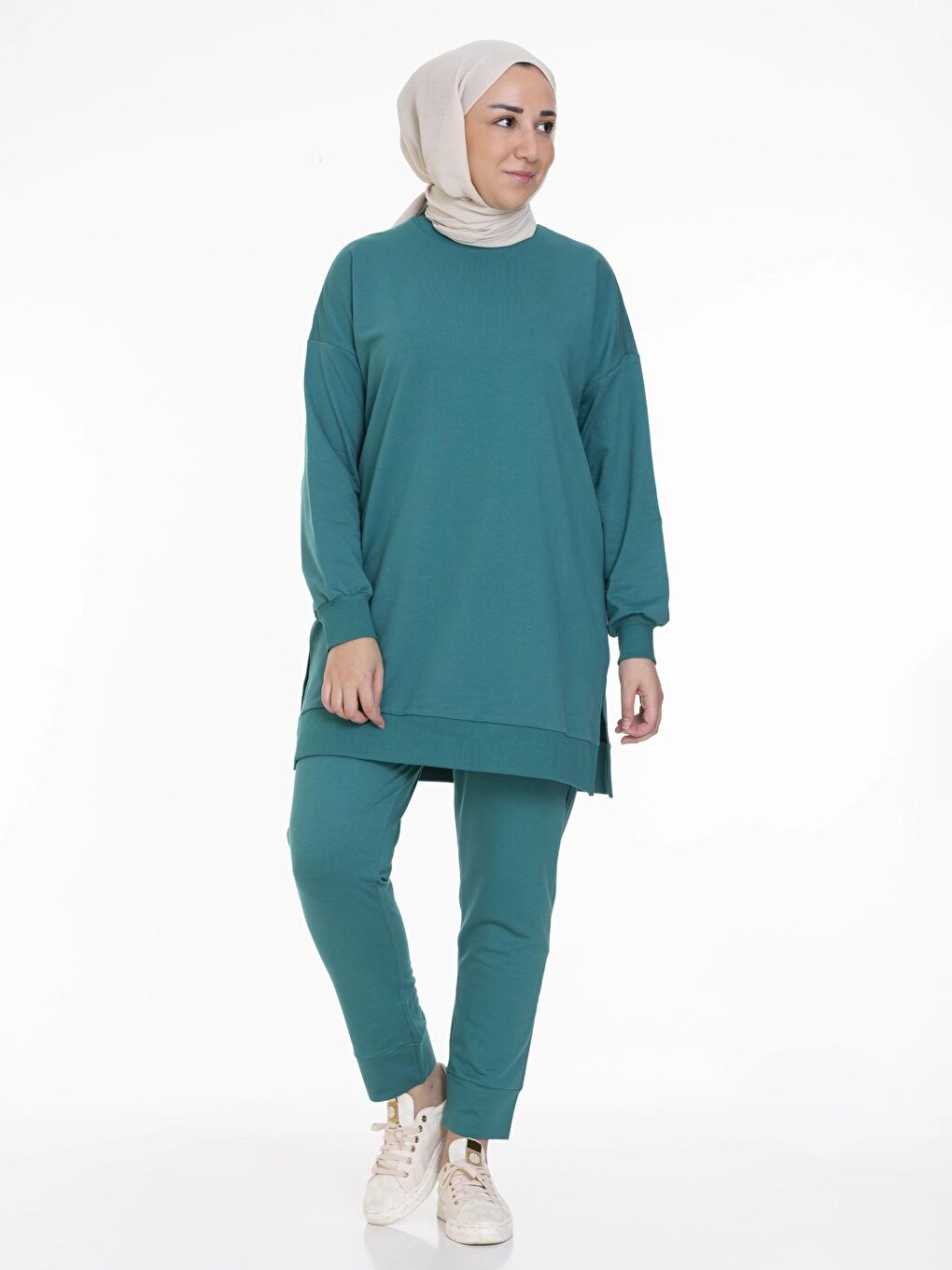 Crew Neck Plain Long Sleeve Women's Tunic N001