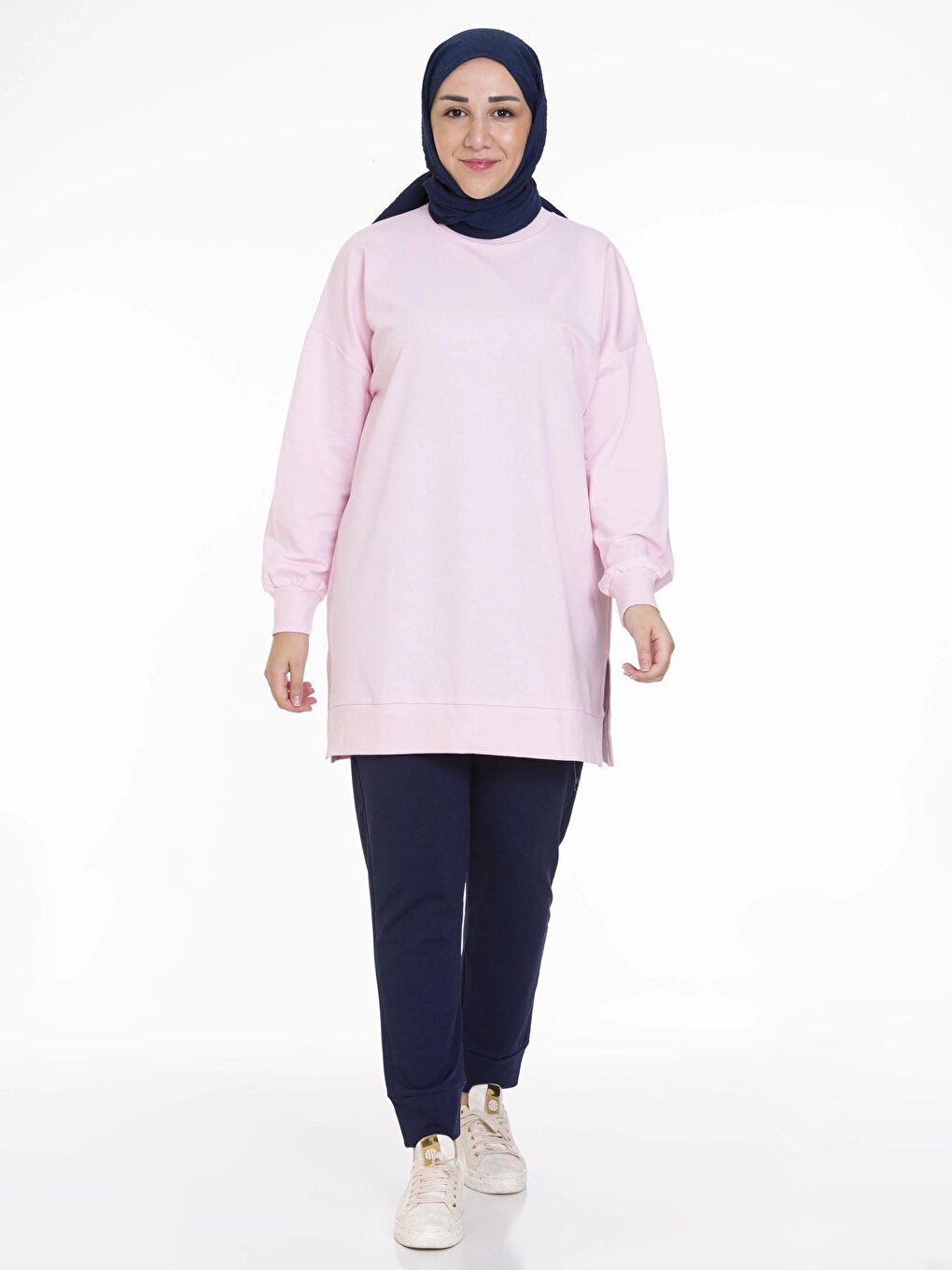 Crew Neck Plain Long Sleeve Women's Tunic N001