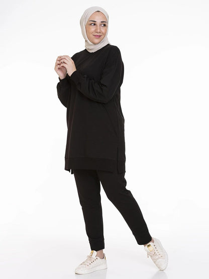 Crew Neck Plain Long Sleeve Women's Tunic N001