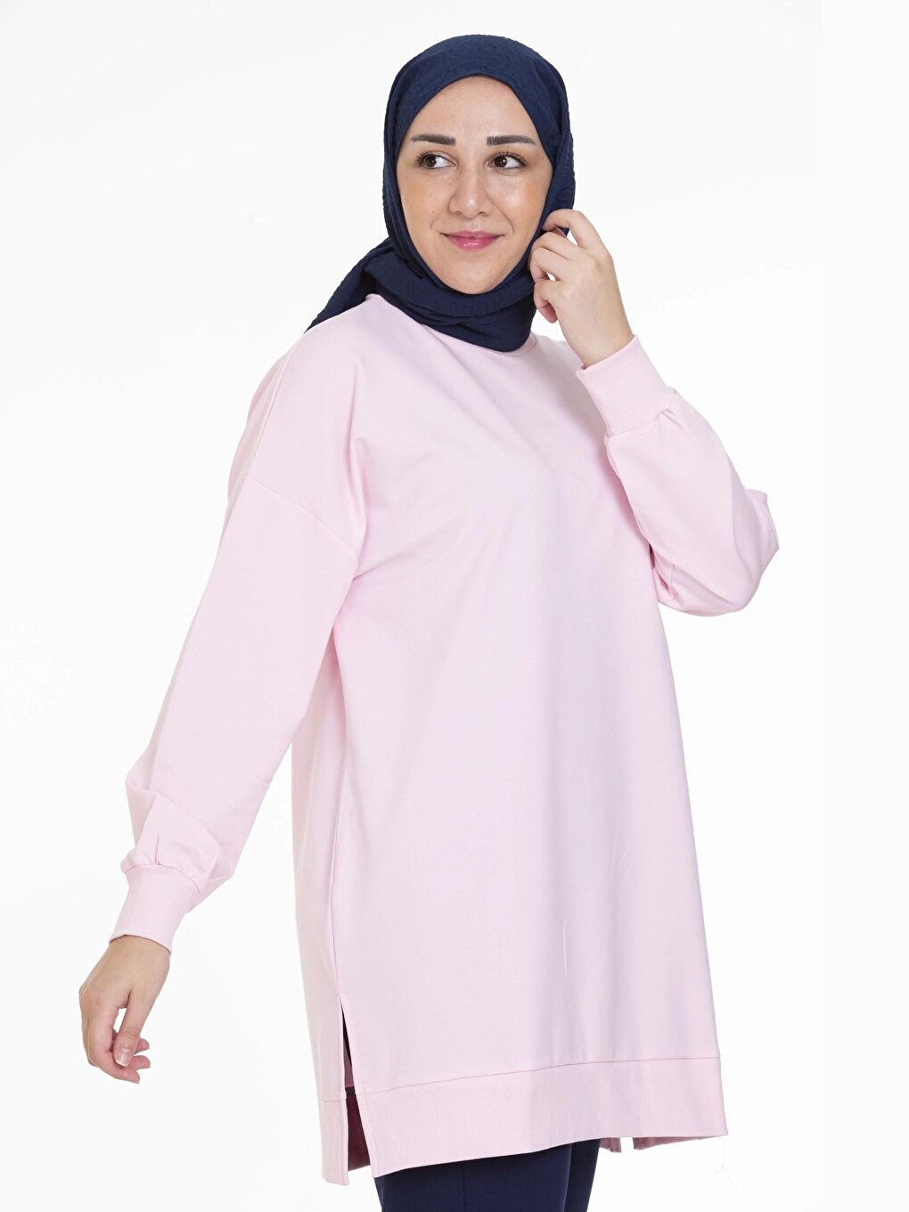 Crew Neck Plain Long Sleeve Women's Tunic N001