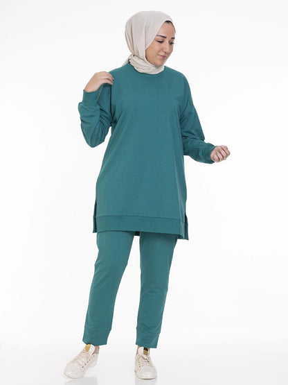 Crew Neck Plain Long Sleeve Women's Tunic N001