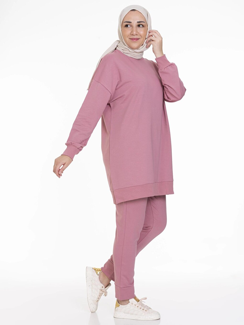 Crew Neck Plain Long Sleeve Women's Tunic N001