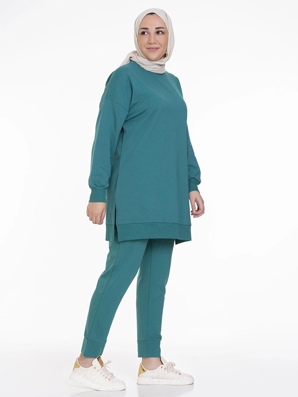 Crew Neck Plain Long Sleeve Women's Tunic N001