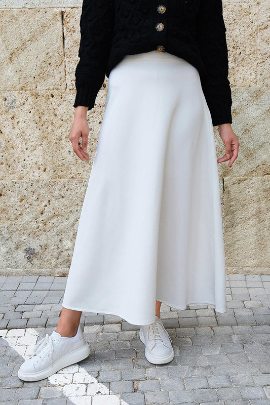 Kiloş Skirt with Elastic Waist White