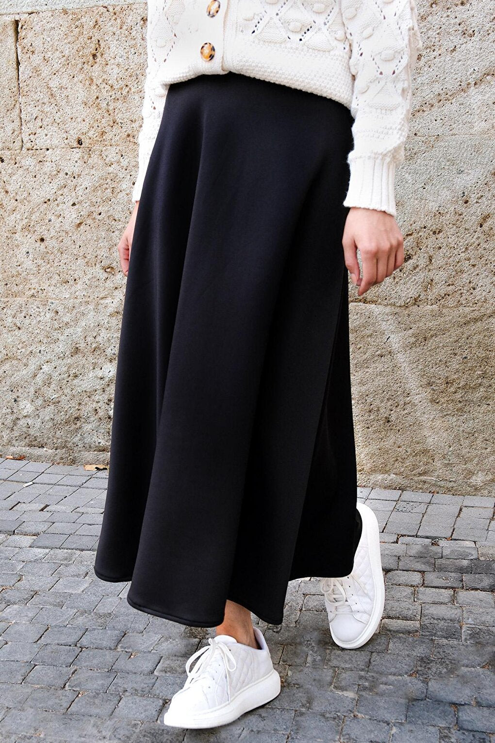 Kiloş Skirt with Elastic Waist Black