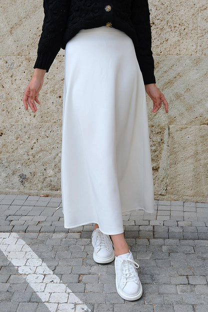 Kiloş Skirt with Elastic Waist White