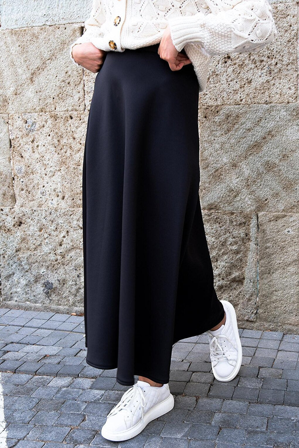 Kiloş Skirt with Elastic Waist Black