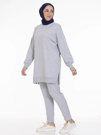 Crew Neck Plain Long Sleeve Women's Tunic N001